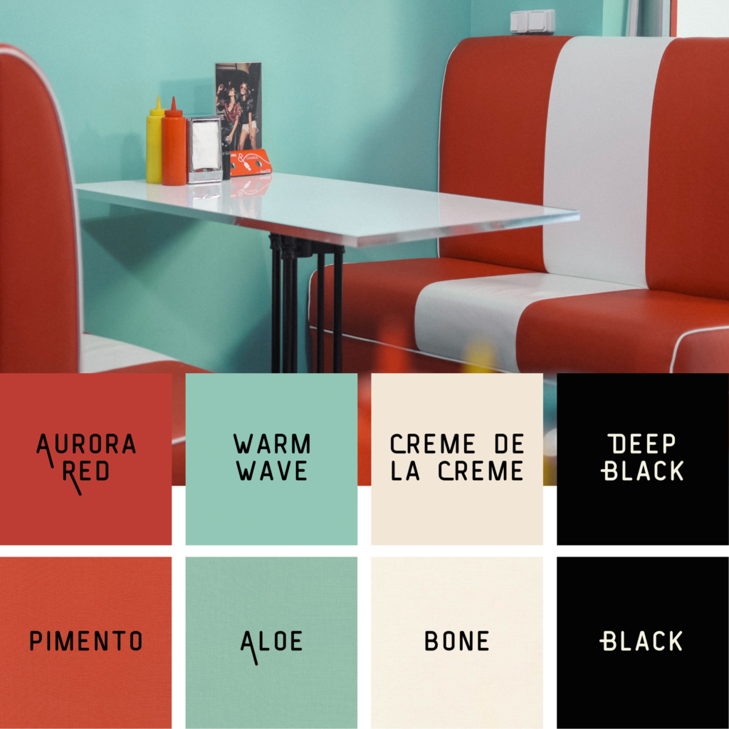 1950s Retro diner with red and teal color palette