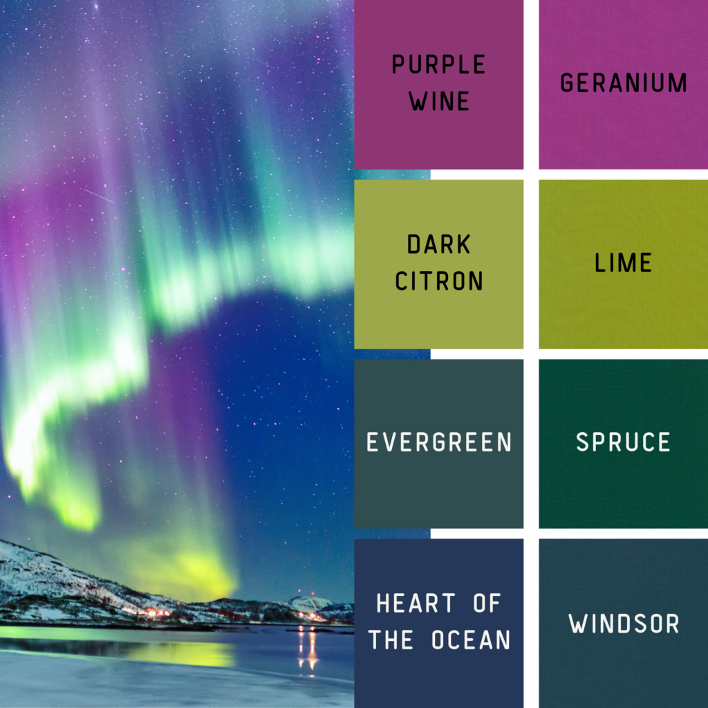 Northern lights holiday color palettes